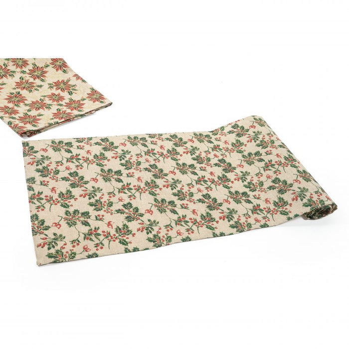 Runner in tessuto decorato con glitter