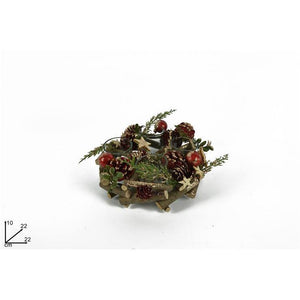 Portacandela tondo 4 posti legno pigne