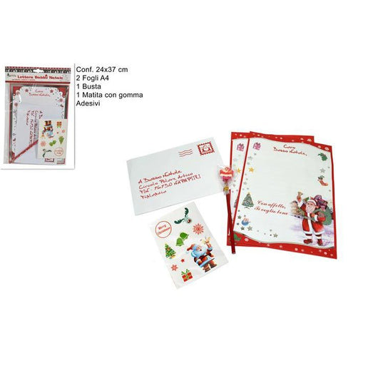 Lettera babbo natale con busta e  adesivi