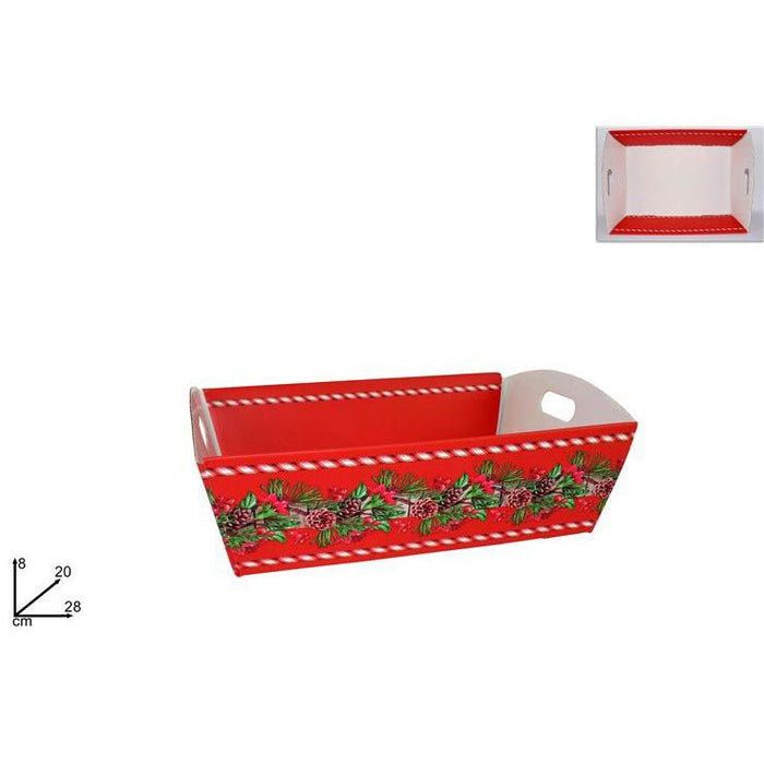 Vassoio cartoncino 28x20x8 natalizio rosso