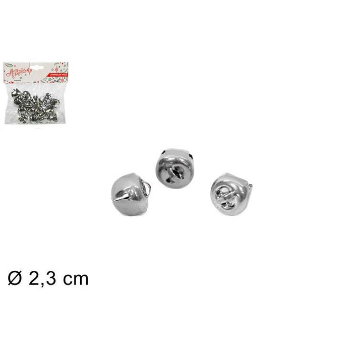 Campanellini argento in metallo diametro 2,3cm 14pz
