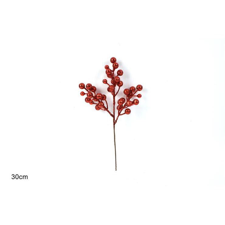 Spillone bacche glitterate rosso 30 cm