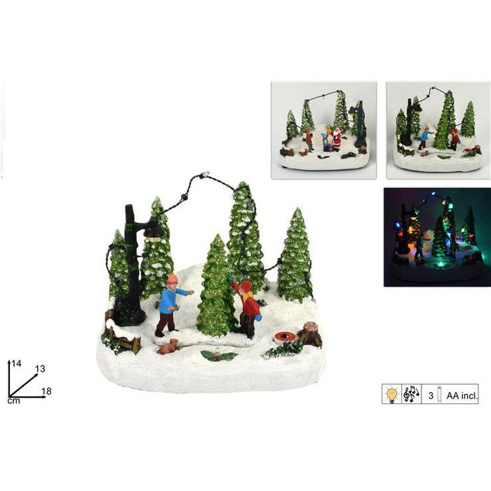 Scenario innevato alberi c/luci