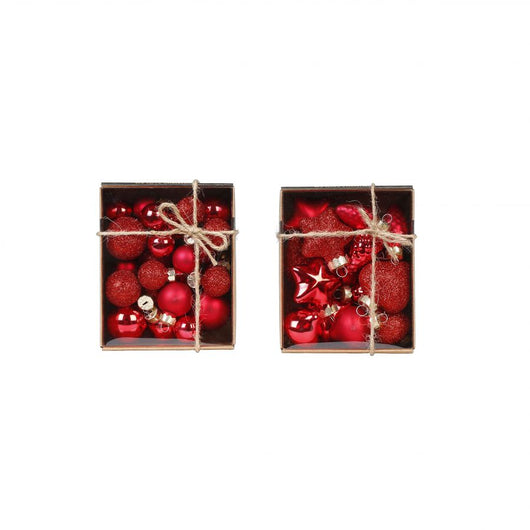 Mini palline rosso in vetro conf ass. 2-3cm specificare modello desiderato