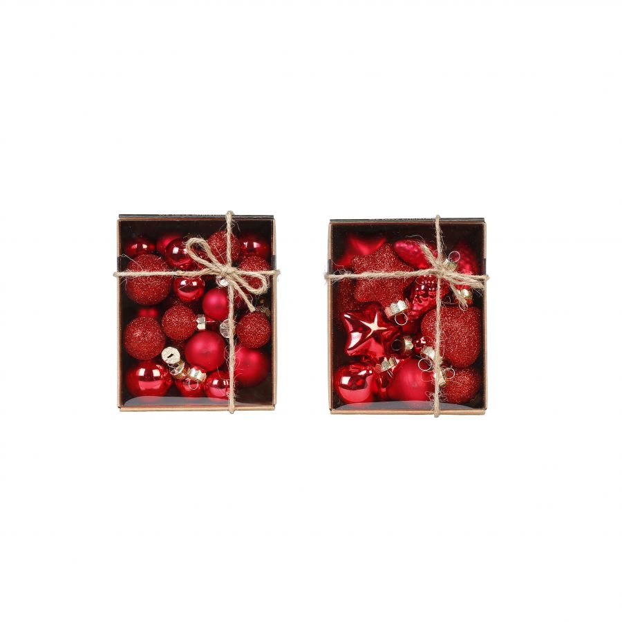 Mini palline rosso in vetro conf ass. 2-3cm specificare modello desiderato