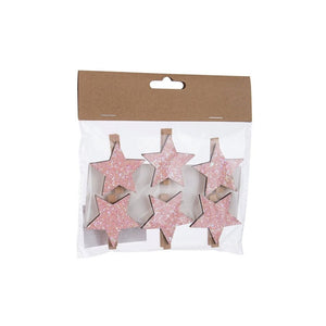 Confezione 6 clip rosmarie stella rosa