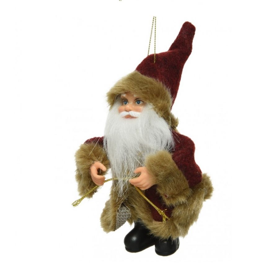 Babbo natale con pelliccia e cappello bordeaux