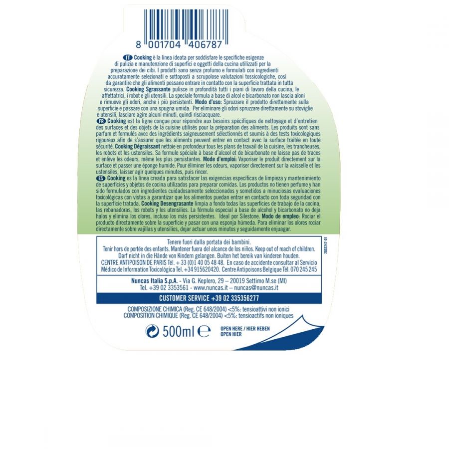 Nuncas cooking sgrassante 500 ml superfici a contatto per alimenti