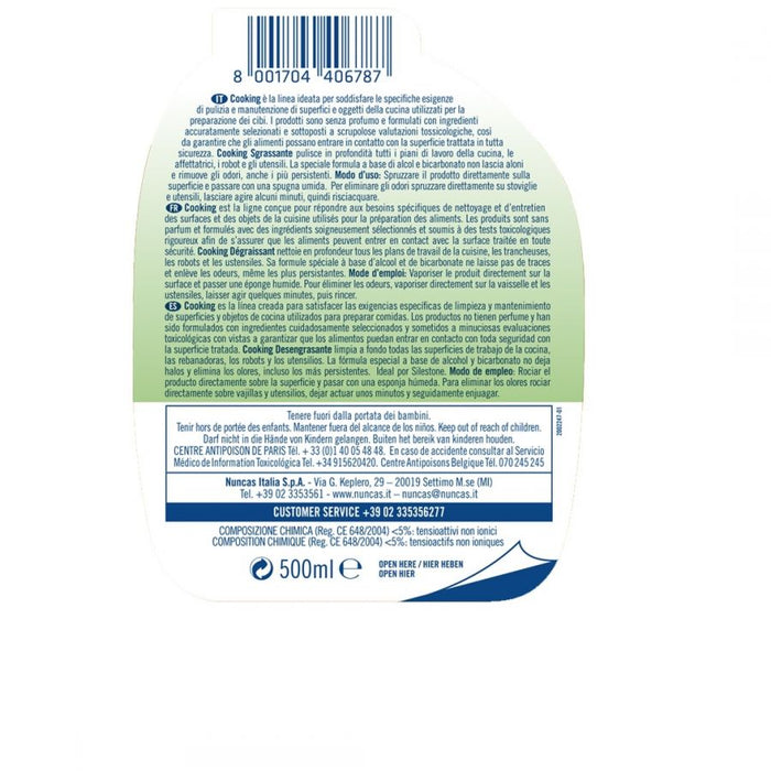 Nuncas cooking sgrassante 500 ml superfici a contatto per alimenti