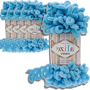 5 x 100 g Piuma superbully superposa - lana per bambini - amigurumi - Blu turquesa 287