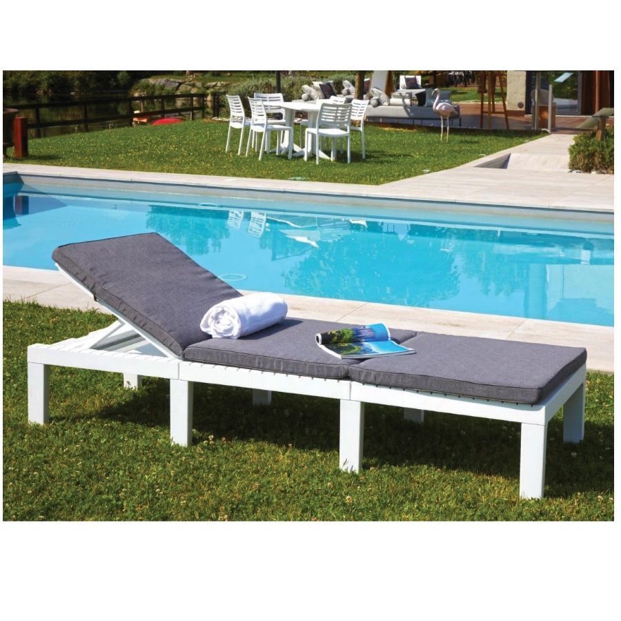 Lettino da esterno haiti bianco modulare con cuscino