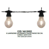 6 lampadine con led bianco caldo 1 mt ip44