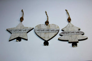 Addobbo legno sbiancato cm 12.5 prezzo caduno scegliere il modello