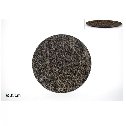 Sottopiatto 33 cm nero glitterato oro