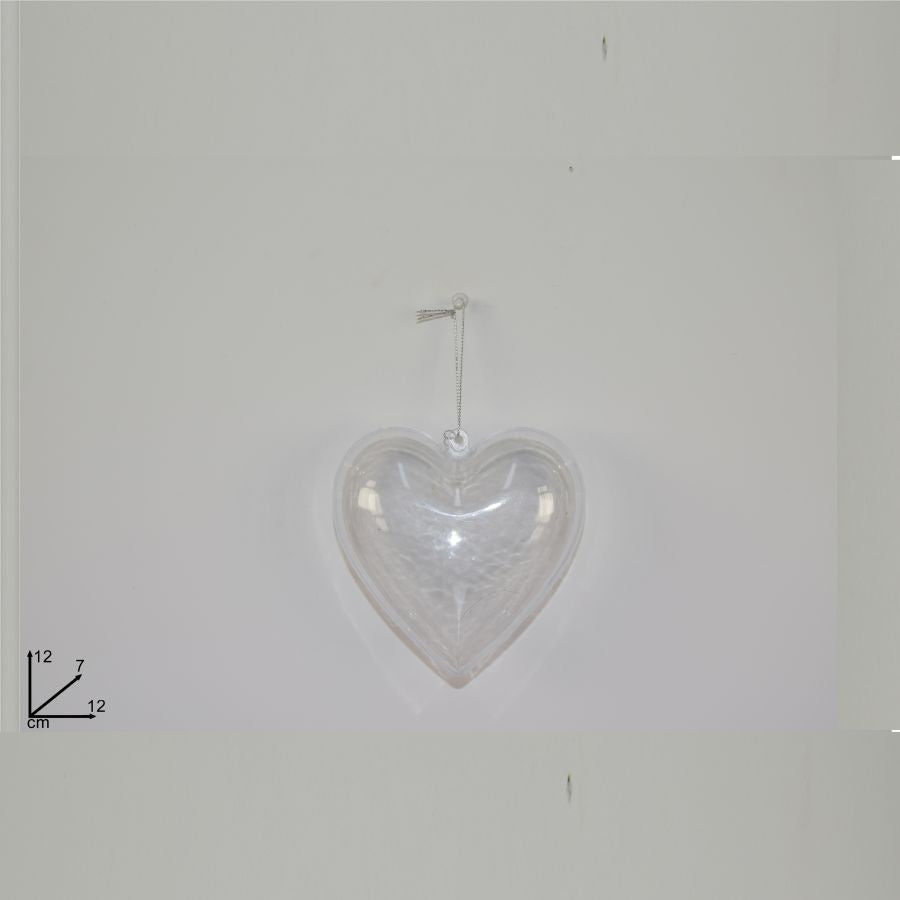 Cuore plastica trasparente 12 cm