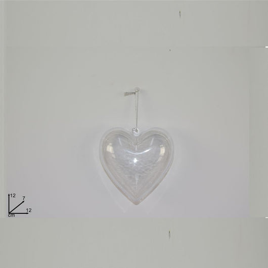 Cuore plastica trasparente 12 cm