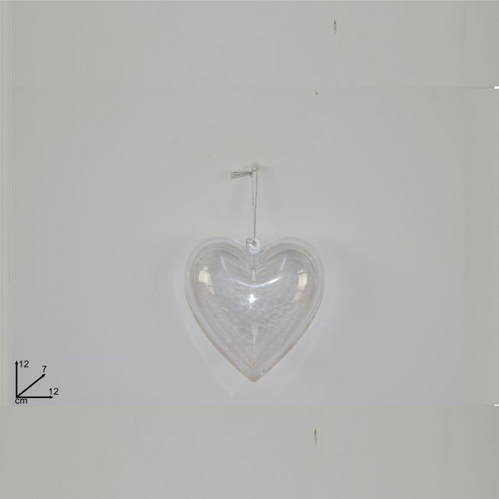 Cuore plastica trasparente 12 cm