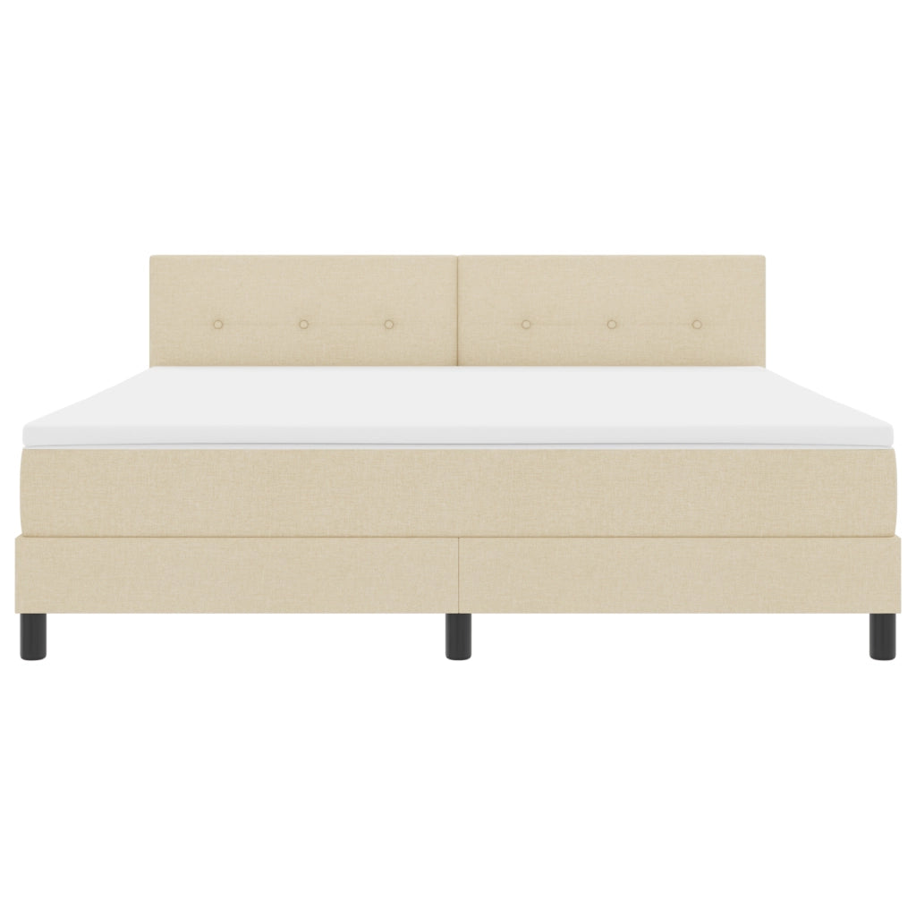 Letto con Box Spring e Materasso & LED Crema 180x200 cm Tessuto