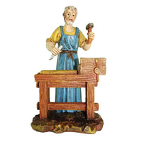 Falegname al banco di lavoro in resina per presepe da 12 cm