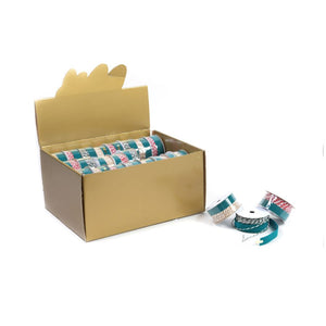 Rotolo doppio nastro effetto velluto color pavone e filo bicolore