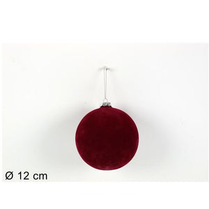 Palla vetro floccato 12cm rosso