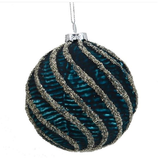 Pallina vetro ottanio glitter argento cmdiametro8