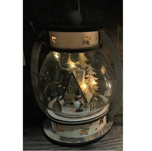 Lampada ad olio c/casetta wood & charm 25 cm c/gocce led batt