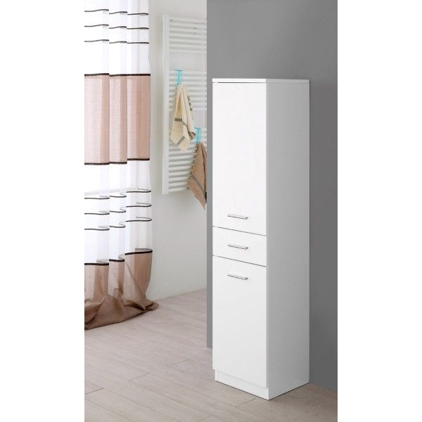 Colonna singola bianca h149 cm con due ante e un cassetto