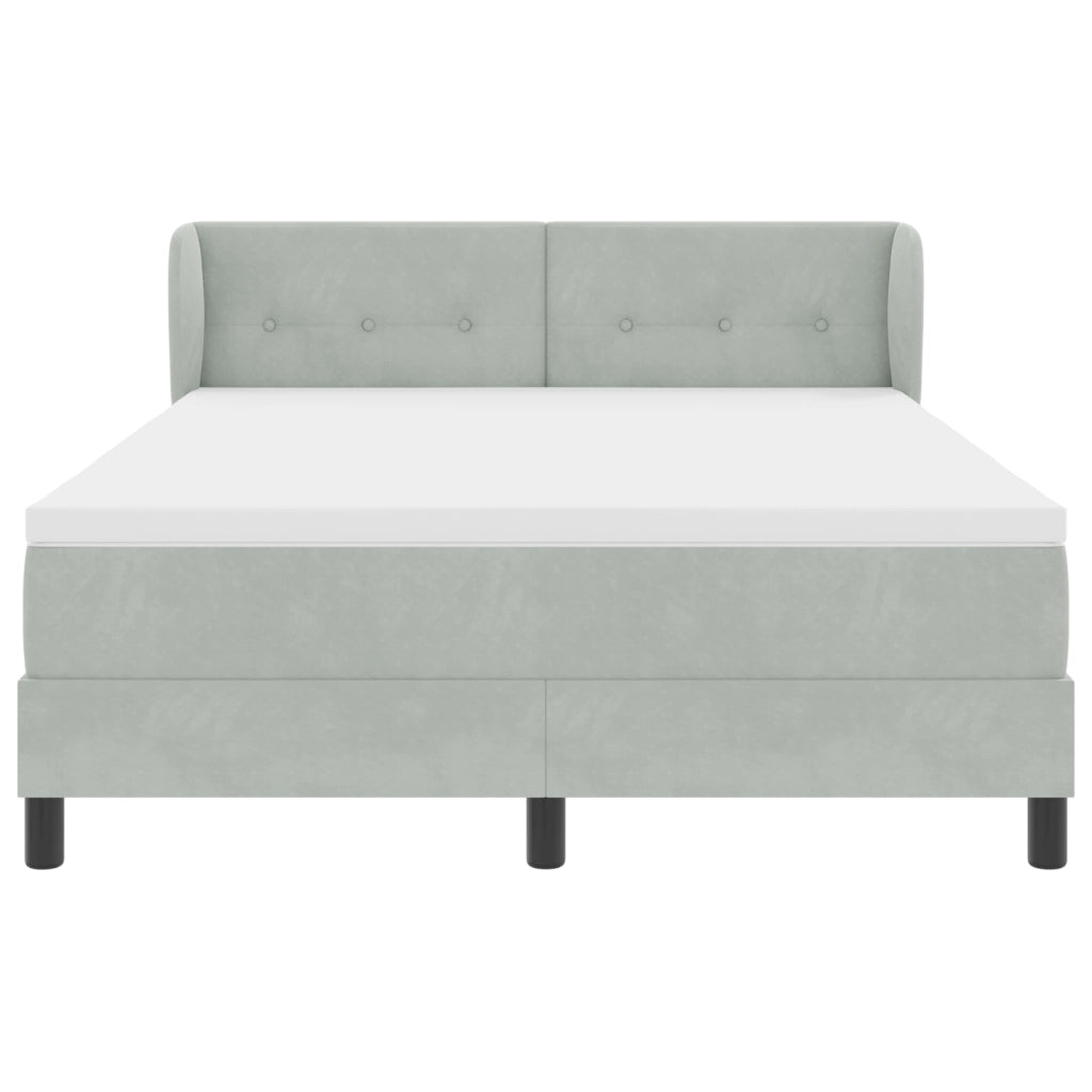 Letto Box Spring con Materasso Grigio Chiaro 160x200 cm in Velluto
