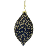 Pallina vetro ovale nera glitter oro