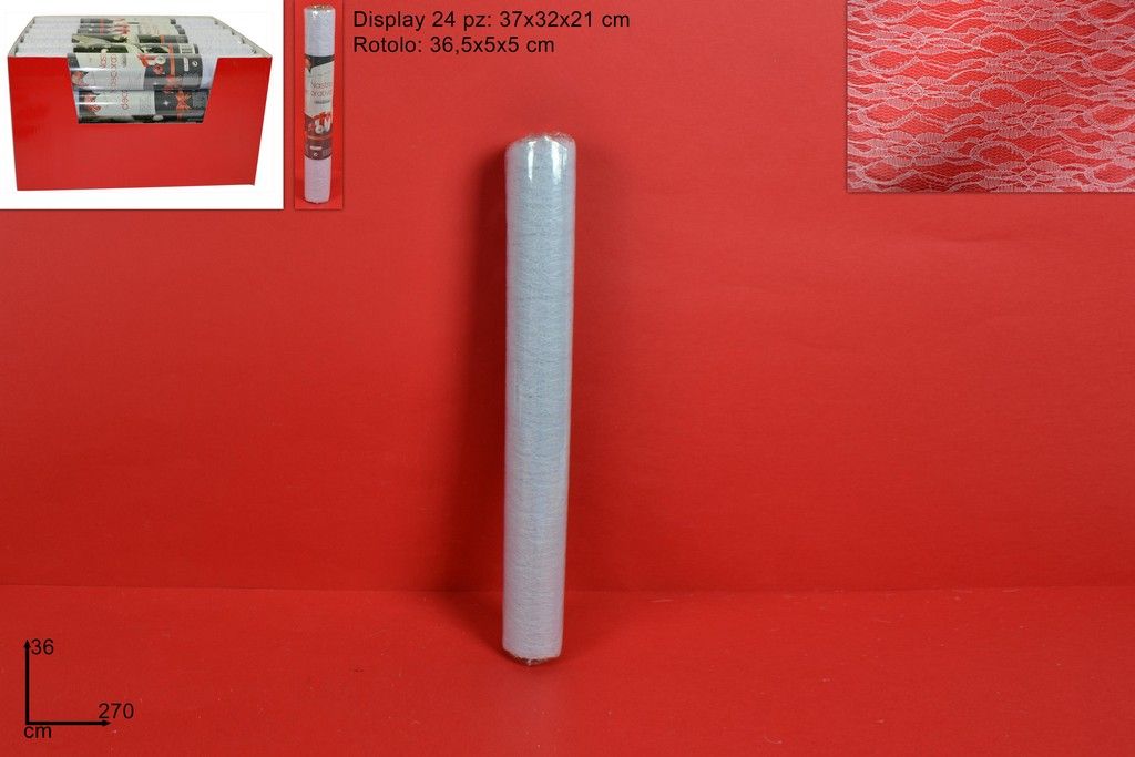 Rotolo tessuto organza merletto 36x270