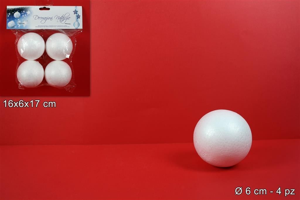 Busta 4 palline polistirolo 6cm