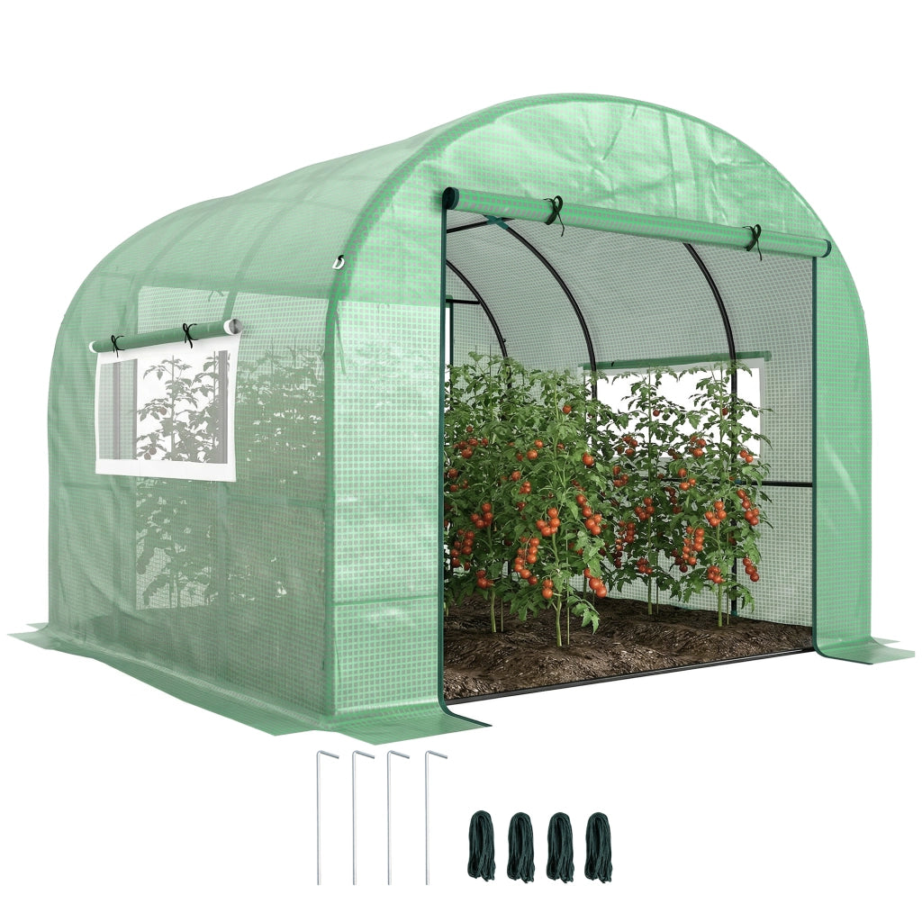 Serra da Giardino in Acciaio e PE Anti UV ¨C zephmum ¨C Verde 3x3x2 m con Finestre