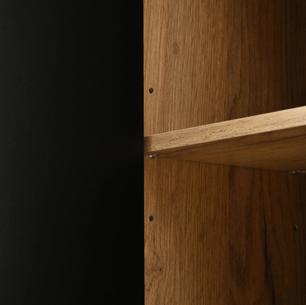 Mobile portascarpe con cassetto e 3 ante; ripiani regolabili; 80x24x95;5 cm; nero e naturale