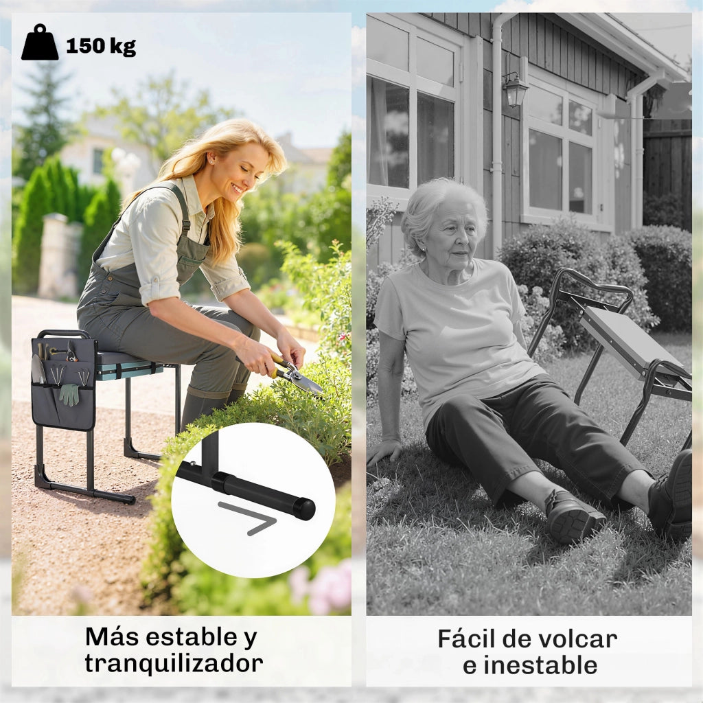 Sgabello da Giardino Pieghevole con Cuscino ¨C Zephmum ¨C Grigio Scuro