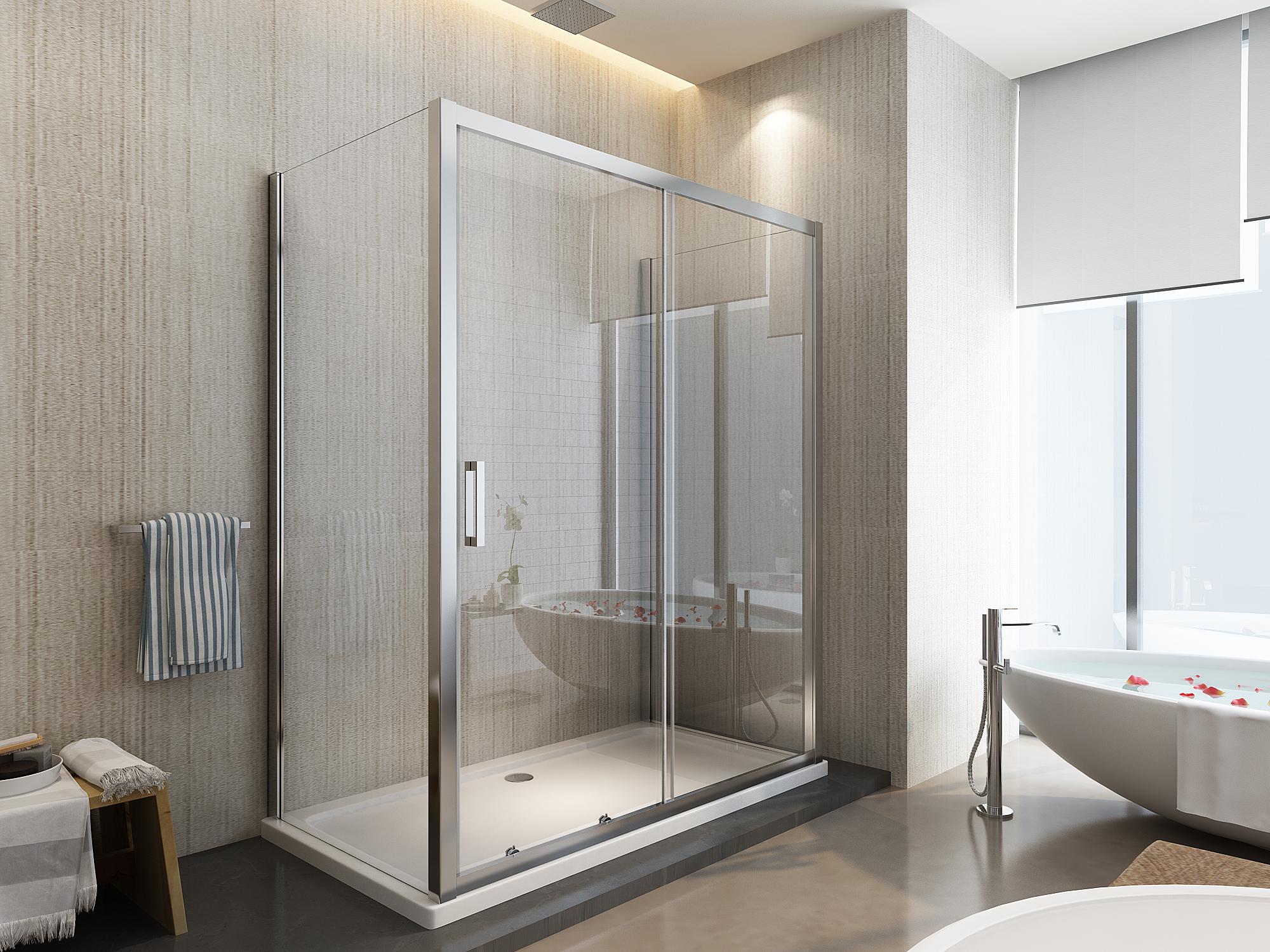 Box Doccia 3 Lati 65x100x65 cm 1 anta Scorrevole in Cristallo trasparente 6mm H190 Four