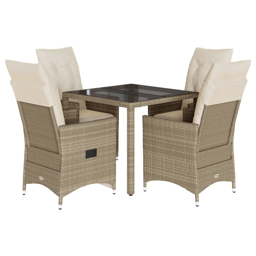Set da Pranzo da Giardino 5 pz con Cuscini Beige in Polyrattan 3276801