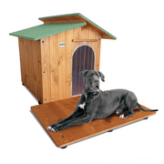 CUCCIA IN LEGNO PER CANI DA ESTERNO MODELLO ALPI CON DAVANZALE C-ALANO  CON "TENDINA OMAGGIO" L.115 x P.190 x H.108