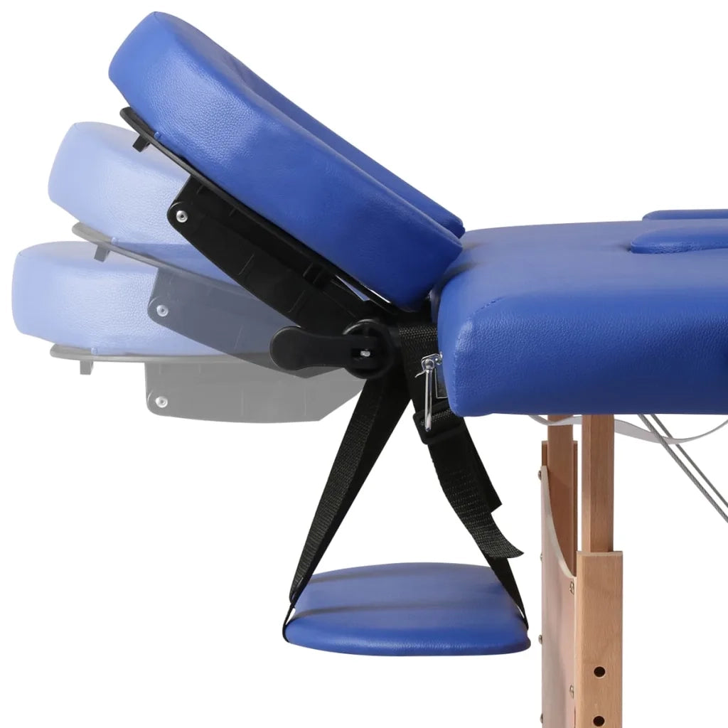 Lettino Pieghevole da Massaggio Blu 2 Zone con Telaio Legno CFW4808811