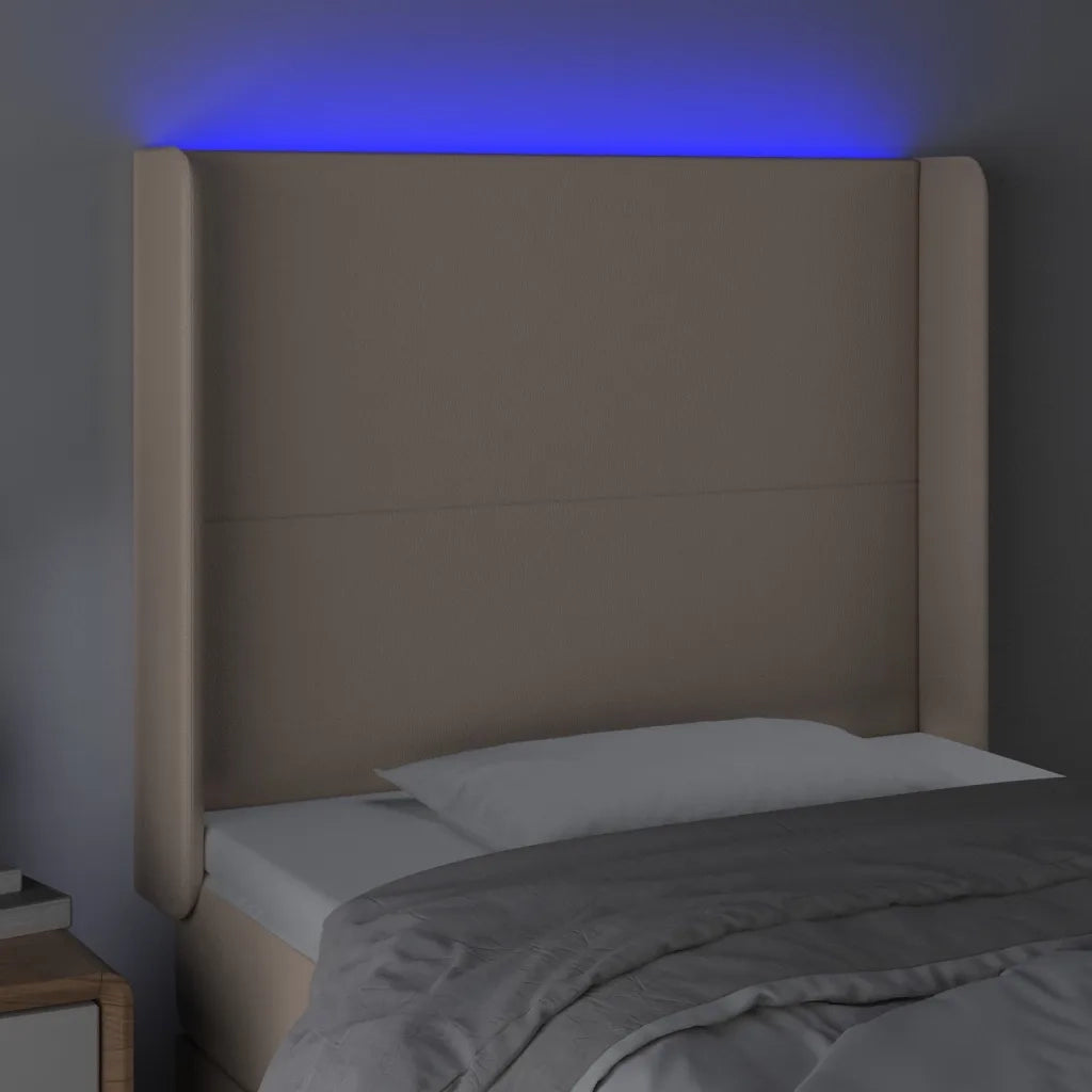 Testiera a LED Cappuccino 103x23x118/128 cm in Similpelle 3123857