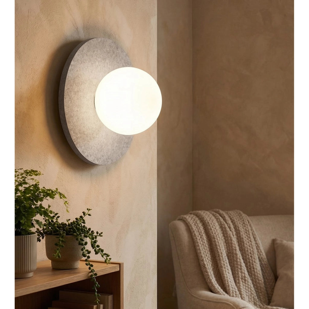 Lampada a parete CALMA in acciaio e filato naturale grigio