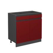 Vicco Mobiletto base per cucina Rosso 80 cm Forma a J, senza piano di lavoro