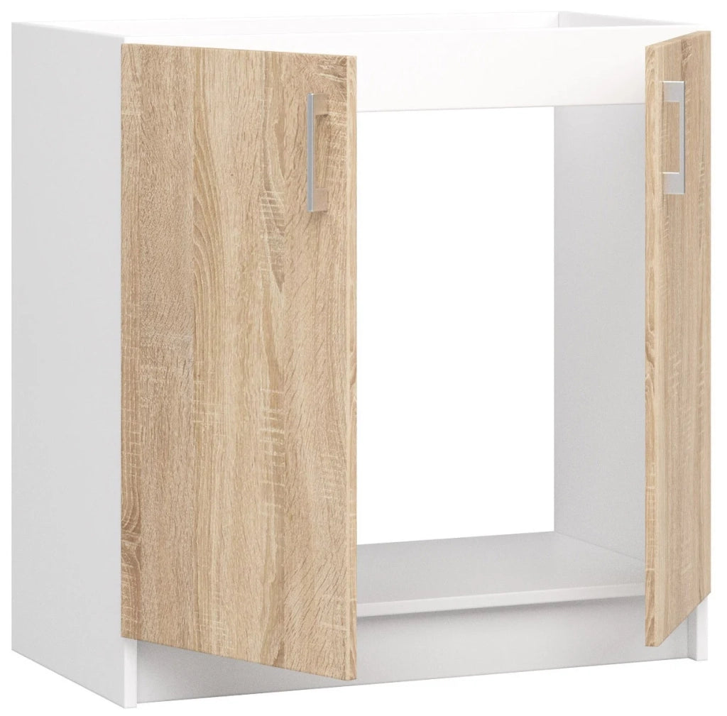 Mobile da cucina per incasso del forno AKORD S80 sistema LIMA Bianco 80 cm 2 ante inserto frontale Sonoma Quercia 80x44,5x82 cm