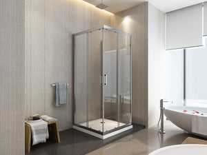 Box Doccia 3 Lati 70x130x70 cm 2 ante Scorrevoli in Cristallo trasparente 6mm H190 Sailor