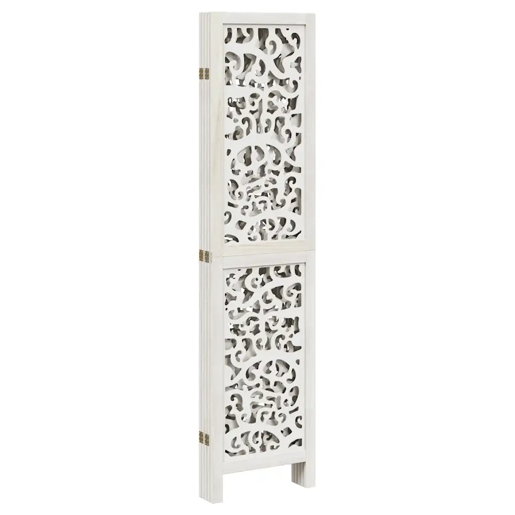 Divisorio Ambienti 5Pannelli Bianco Legno Massello di Paulownia 358741