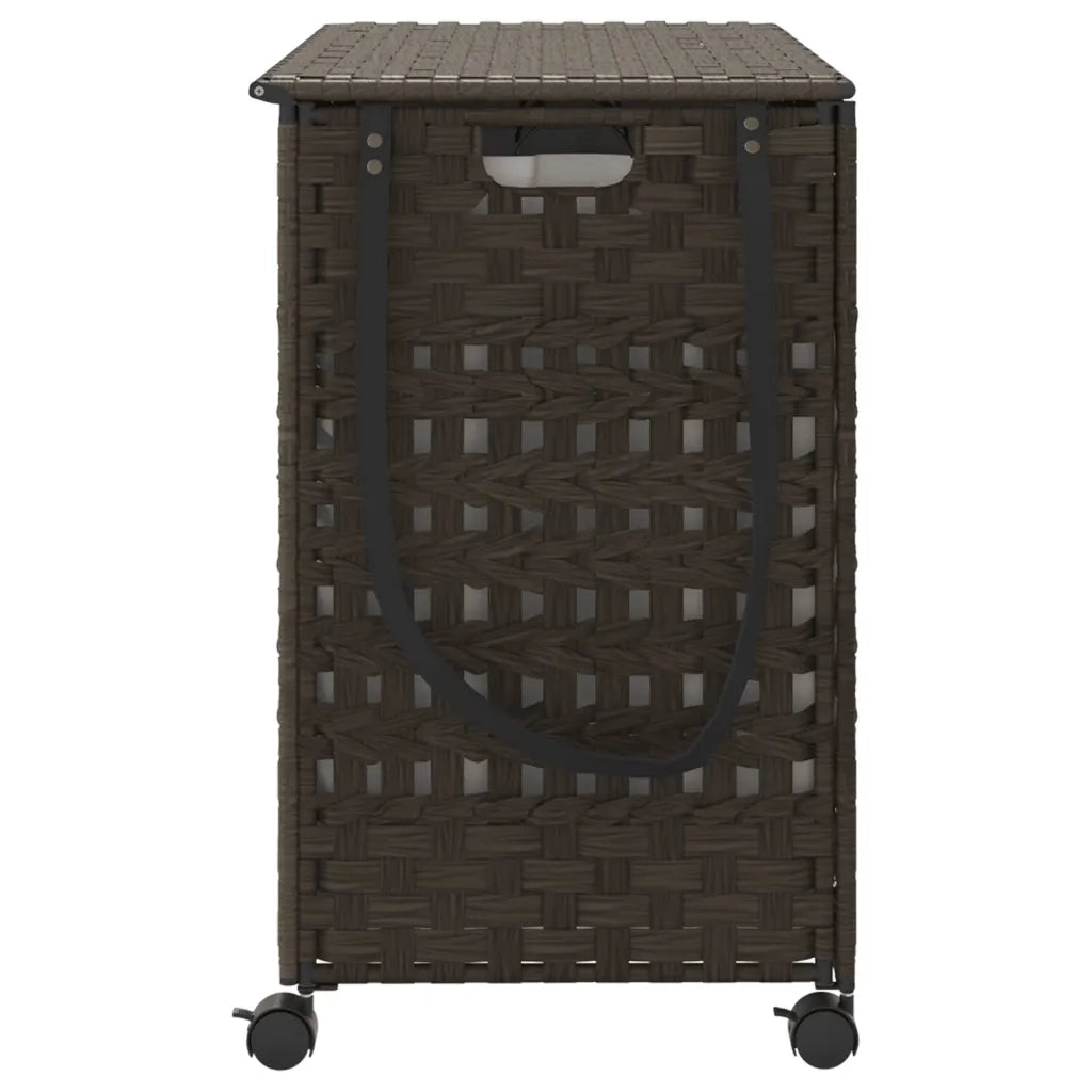 Cesto Portabiancheria Ruote Marrone Scuro 66x35x60 cm Rattan CFW5936662