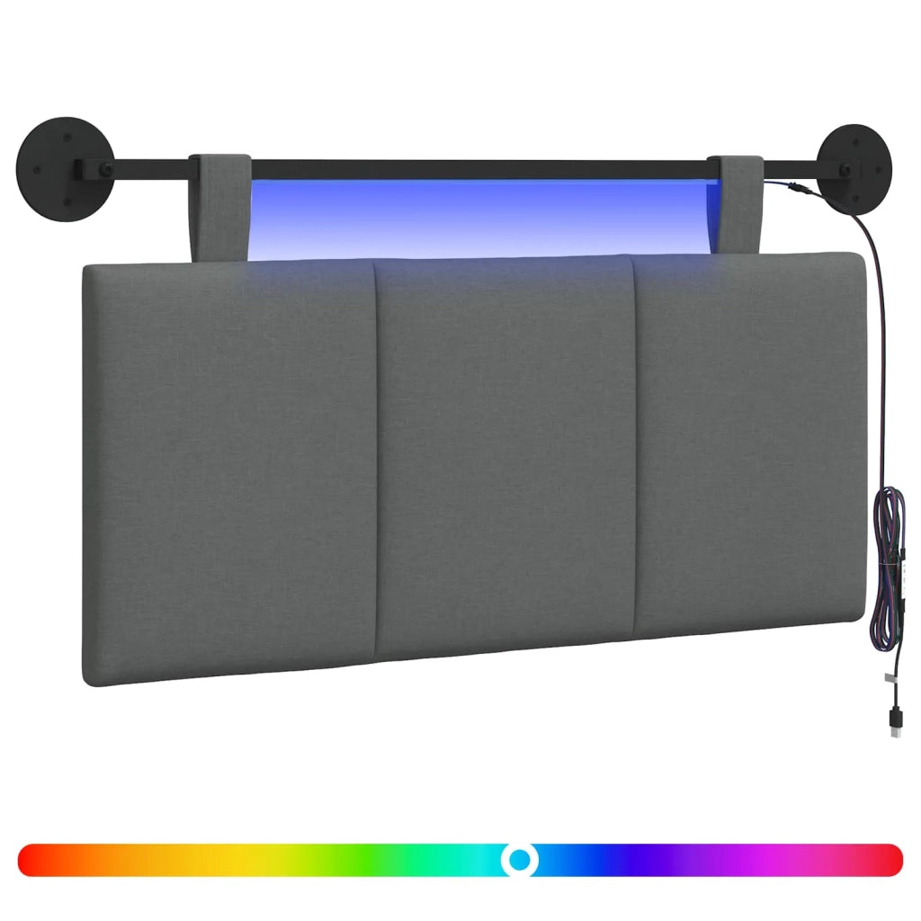 Testiera | Testata sospesa Con luce LED Grigio Scuro Tessuto
