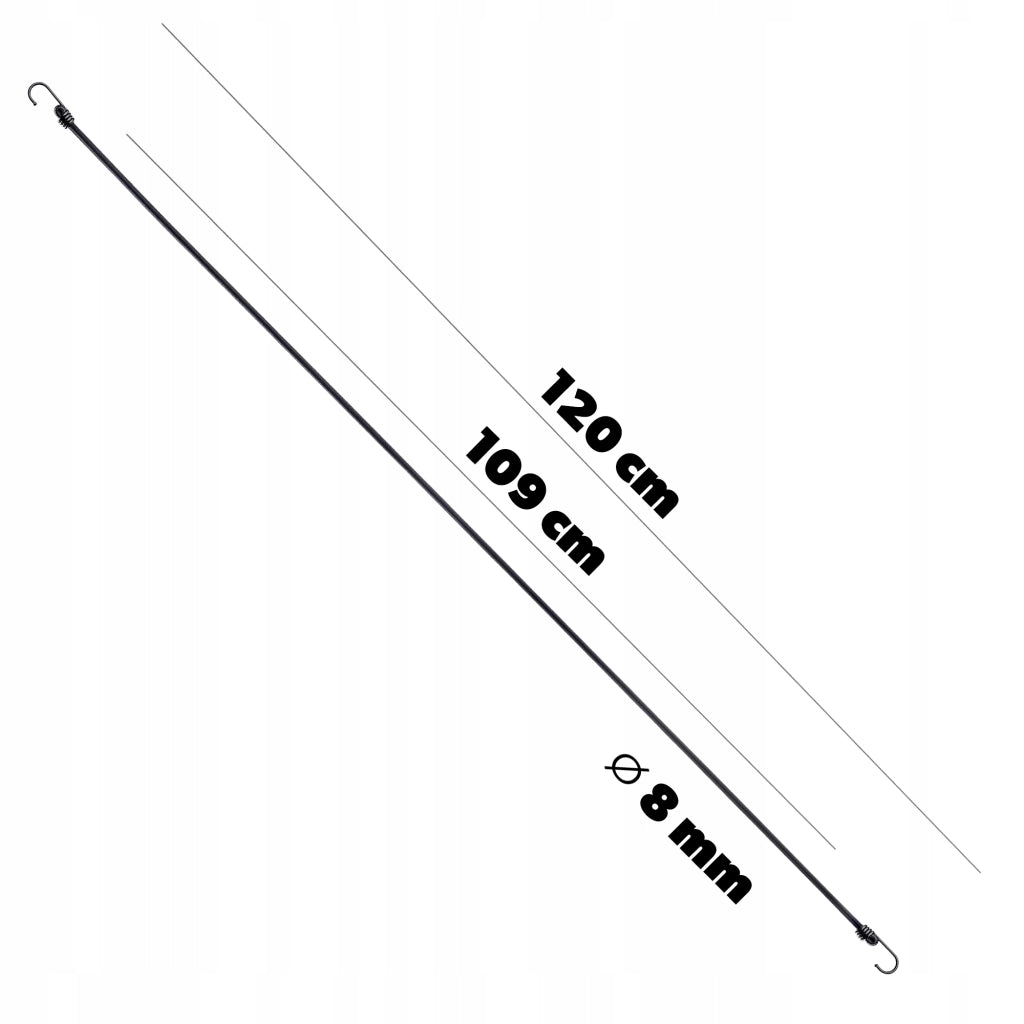 Corda elastica in gomma KADAX con gancio in metallo, 109 cm, per fissare teloni per bagagli.