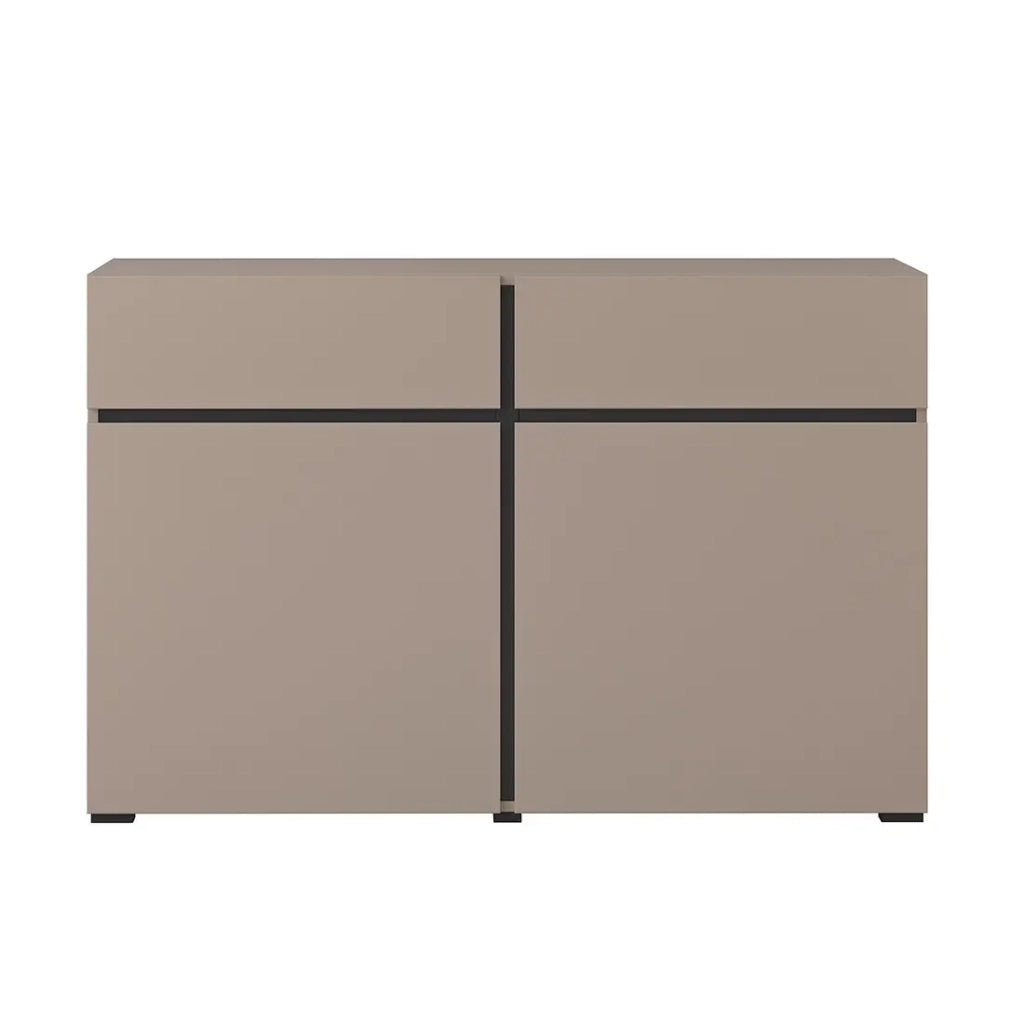 Buffet 120cm colori beige e nero collezione HAVANA. Credenza di design con 2 porte e 2 cassetti.