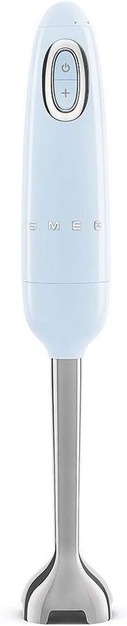 Smeg, frullatore a immersione hbf01pbeu, funzione turbo e sistema di taglio flowblend, con impugnatura antiscivolo, avvolgicavo integrato, accessori non inclusi, potenza 700w, azzurro